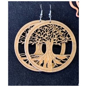 Handmade earrings made from natural materials.